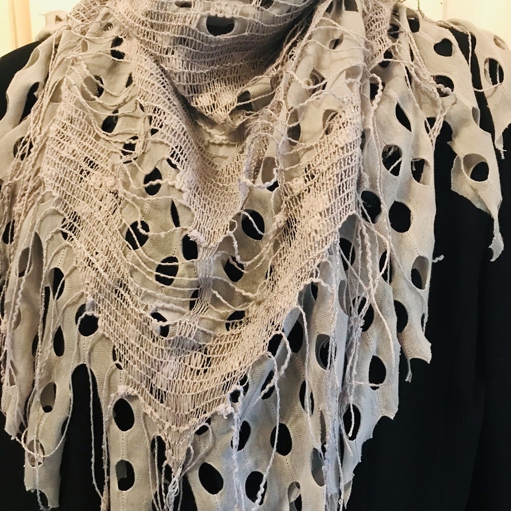 Gray Fringe Scarf